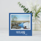 Mooi IJslands landschap beeldende kunst echte schi Feestdagenkaart (Staand voorkant)