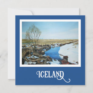 Mooi IJslands landschap beeldende kunst echte schi Feestdagenkaart