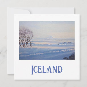 Mooi IJslands wintersneeuwlandschap fijne kunst Feestdagenkaart