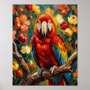 Mooi Impasto Ara Papegaai Vogel Kunst Poster