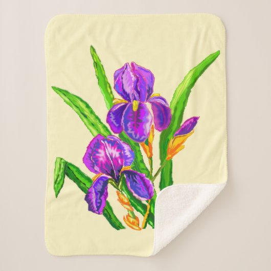Mooi Iris Flowers Sherpa Blanket Irises Sherpa Deken (Voorkant)