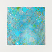 Mooi iriserende parelglans zeemeermin schubben wandkleed (Voorkant (horizontaal))