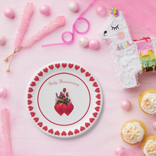 Mooi Jubileum van Ruby Papieren Bordje (Feest)