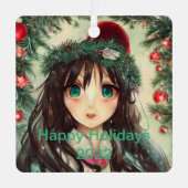 Mooi kerstmeisje, Anime Metalen Ornament (Voorkant)