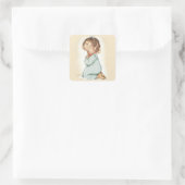 Mooi  klein meisje bidden rozenkrans vierkante sticker (Tas)