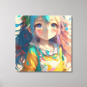 Mooi kleurrijk anime meisje canvas afdruk (Voorkant)