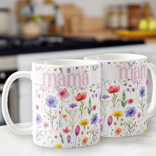 Mooi Kleurrijk Wildflower Patroon Roze Mama Koffiemok