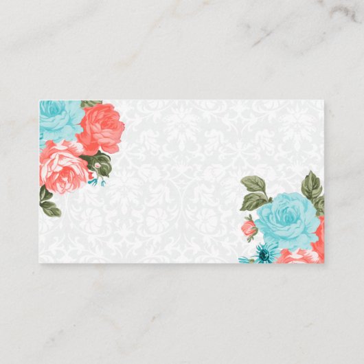 Mooi koraal en turkoois bloemen informatiekaartje (Achterkant)