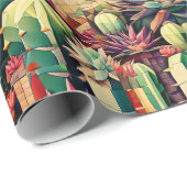 Mooi kubisch cactus patroon cadeaupapier (Rol Hoek)