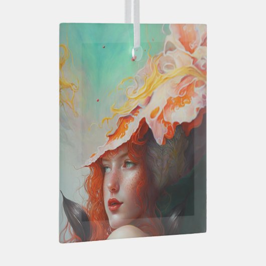 Mooi kunstzinnig Abstract meisje met rode gehaaste Glas Ornament (Voorkant Rechts)