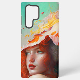 Mooi kunstzinnig Abstract meisje met rode gehaaste Samsung Galaxy Hoesje