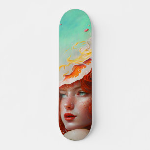 Mooi kunstzinnig Abstract meisje met rode gehaaste Skateboard