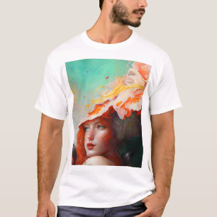 Mooi kunstzinnig Abstract meisje met rode gehaaste T-shirt