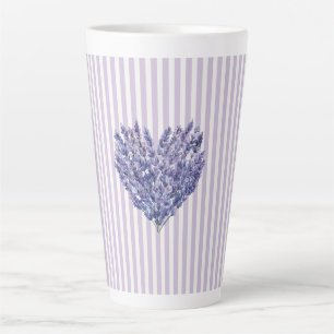 Mooi lavendel witte strepen Hart Latte Mok