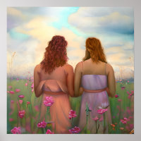 Mooi Lesbisch Paar in Meadow of Flowers