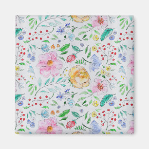 Mooi licht waterverf bloemen en knoppen patroon magneet
