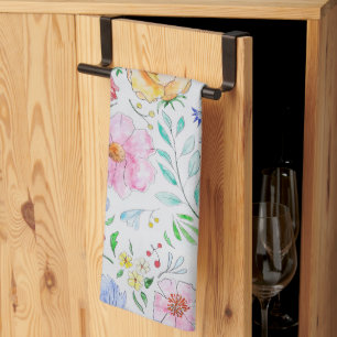 Mooi licht waterverf bloemen en knoppen patroon theedoek