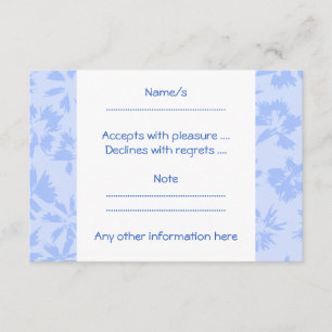 Mooi lichtblauw bloempatroon. RSVP kaartje