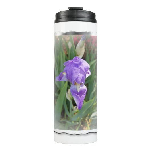 Mooi lichtblauw Iris Thermosbeker (Voorkant)