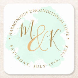 Mooi Lime Green Elegant Boho Wedding Vierkante Kartonnen Onderzetter