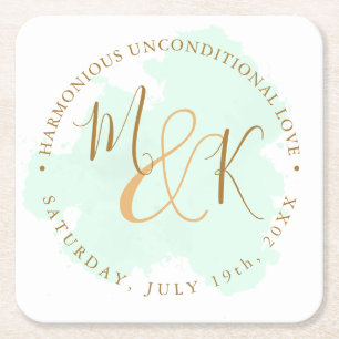 Mooi Lime Green Elegant Boho Wedding Vierkante Kartonnen Onderzetter