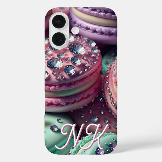 Mooi Macaron Bling Met Monogram Case-Mate iPhone Case (Achterkant)