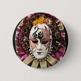 Mooi mannelijk carnavalmasker ronde button 5,7 cm