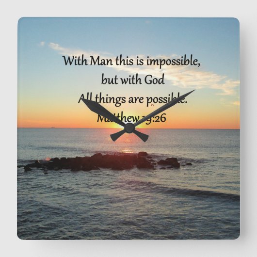 MOOI MATTHEW 19:26 FOTODESIGN VIERKANTE KLOK (Voorkant)