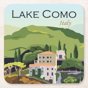 Mooi meer Como Italië Vierkante Kartonnen Onderzetter