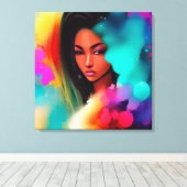 Mooi meisje abstract canvas afdruk (Insitu (Houten vloer))