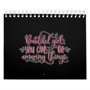 Mooi meisje dat je geweldig kunt doen kalender