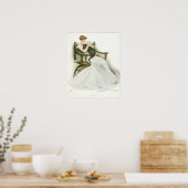 Mooi meisje en zwarte kat poster (Keuken)