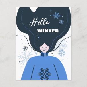 Mooi meisje Hallo Winter Briefkaart