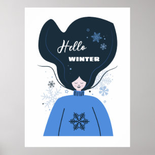 Mooi meisje Hallo Winter Poster