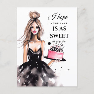 Mooi meisje met Briefkaart voor de feestdag