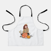 Mooi Meisje met Bruin Haar Kleurend Pompoenen Schort (Voorkant)
