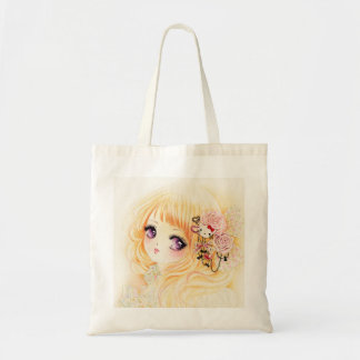 Mooi meisje met rozen tote bag
