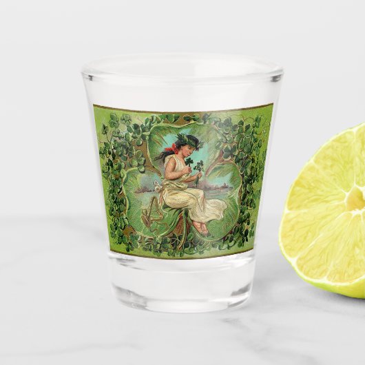 Mooi Meisje met Shamrocks Shot Glas (Voorkant)