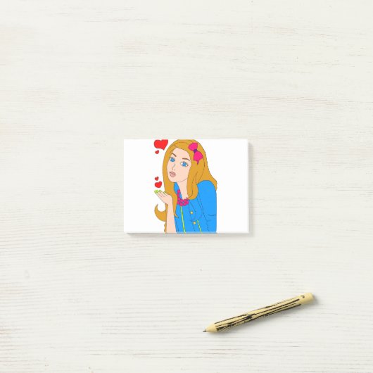 Mooi meisje post-it® notes (Op bureau)