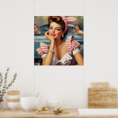  mooi meisje schilderij poster (Keuken)