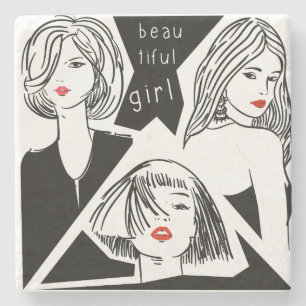 mooi meisje stenen onderzetter