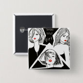 mooi meisje vierkante button 5,1 cm (Voorkant /achterkant)