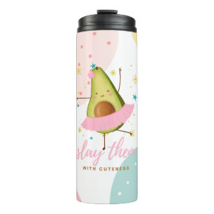 Mooi meisjesachtig Kawaii Avocado Ballerina Verple Thermosbeker