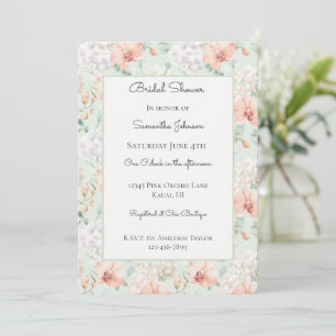 Mooi Mint Perzik Orchidee Bloemen Bruiloft Feest Kaart
