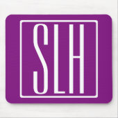 Mooi modern 3 initiaal monogram | Wit & Paars Muismat (Voorkant)