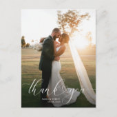 mooi modern script bruiloft bedankt fotokaart briefkaart (Voorkant)