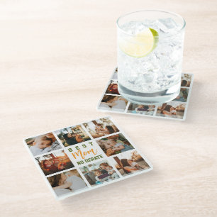 Mooi Moeder Cute Trendy Collage Bureaublad Familie Glazen Onderzetter