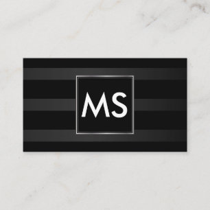 Mooi monogram Chic Stripes Faux Silver Lijst Visitekaartje