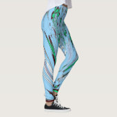 Mooi mooi mooi, mooi en mooi blauw Floral Patroon Leggings (Rechts)