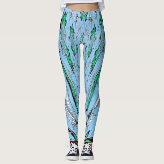 Mooi mooi mooi, mooi en mooi blauw Floral Patroon Leggings (Voorkant)